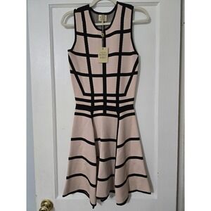 Torn by‎ Ronny Kobo Hilda Pink Quartz  Black Flare Dress~ Size Large